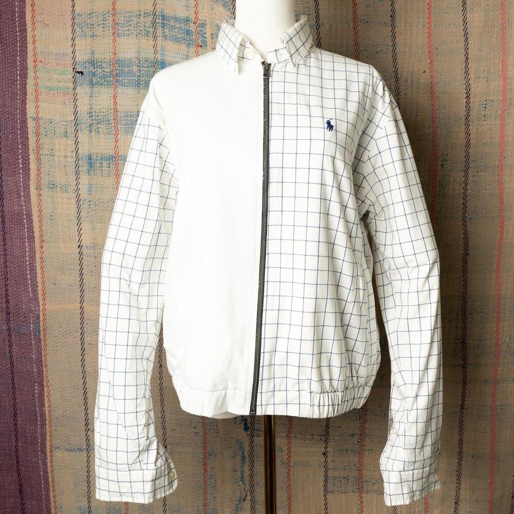 Custom upcycled polo harrington jacket